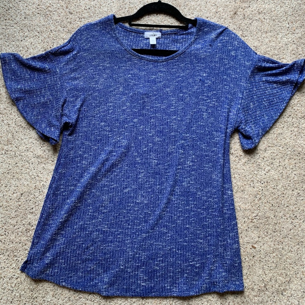 EAST5TH WOMENS SIZE SMALL BLUE CASUAL CLASSIC SOFT FLOWY SHORT SLEEVE SHIRT USED